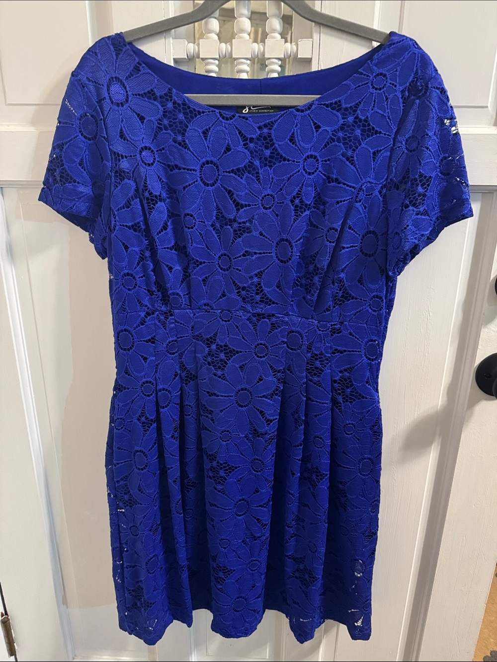Women's Studio Connection Daisy Lace Dress in cobalt blue.